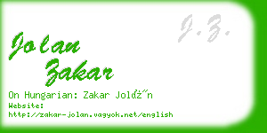 jolan zakar business card